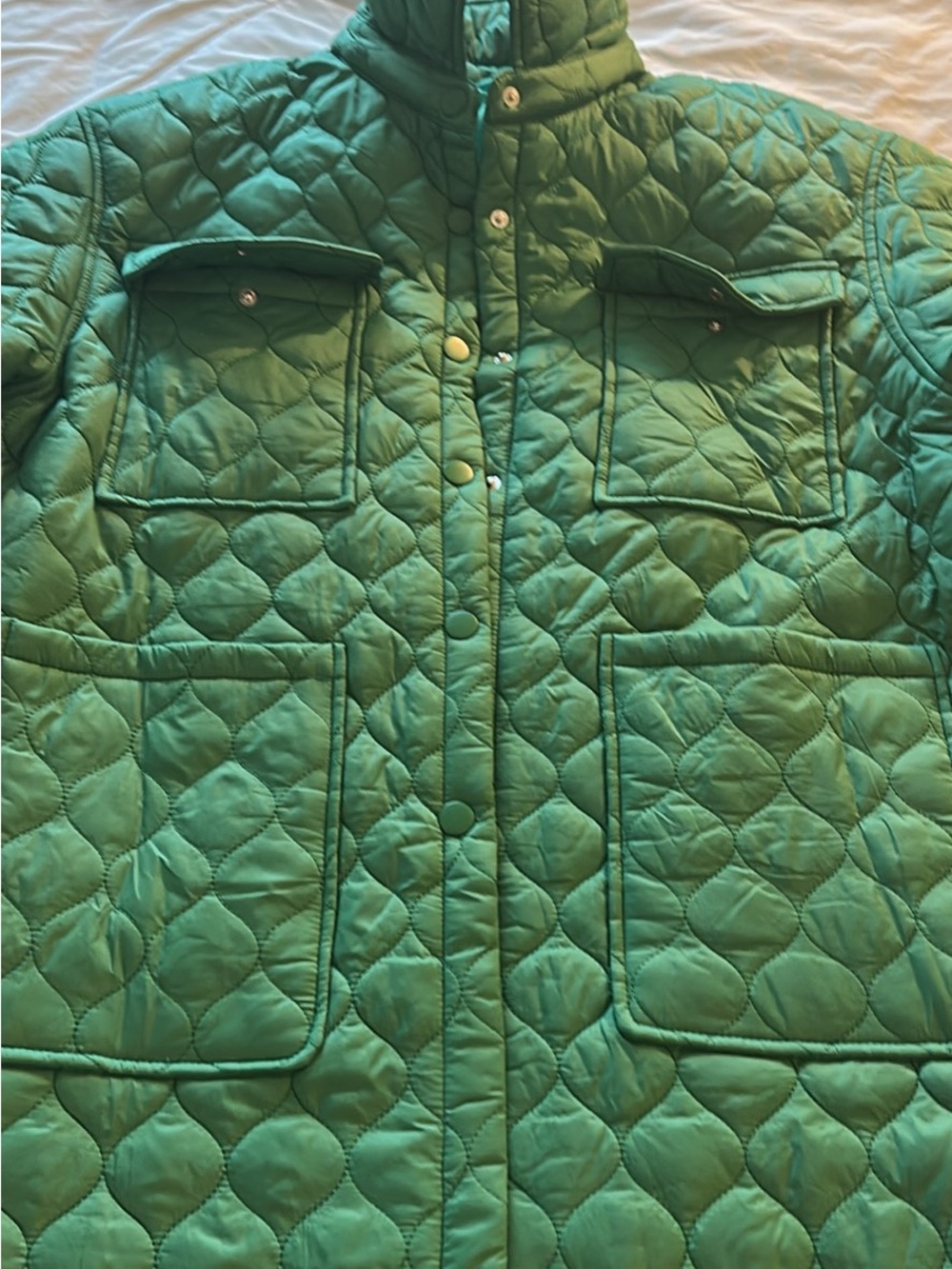 Quilted light weight Green Women's Snap-Front Puffer Jacket